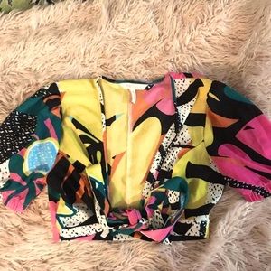 colorful wrap crop top
